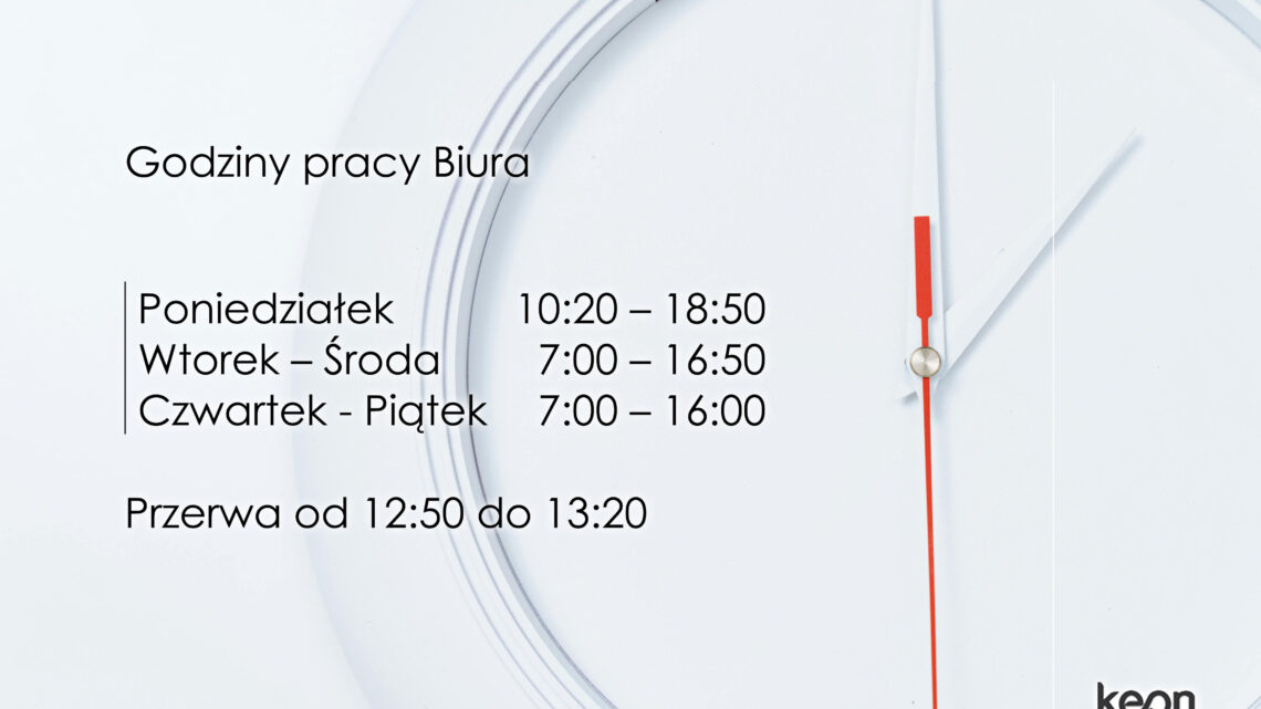 Nowe godziny pracy Biura